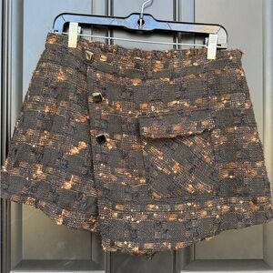 TCEC Tweed Mini Skort in Black with Rust and Navy Accents